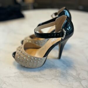 Studded Black and Tan Women's Heels